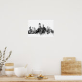 Zwart-wit Dallas Skyline Print (Keuken)