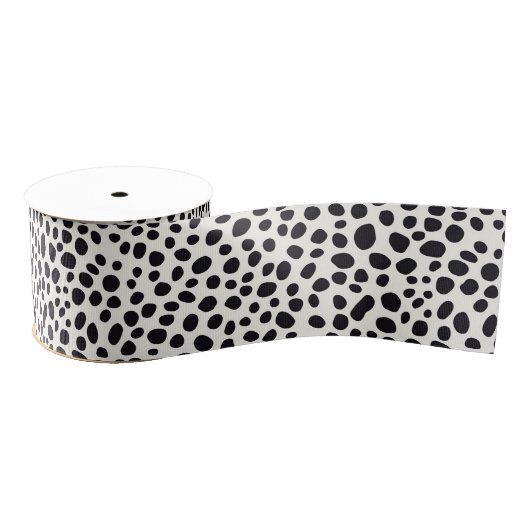Zwart-wit Dalmatische hond Abstract patroon Grosgrain Lint (Spoel)