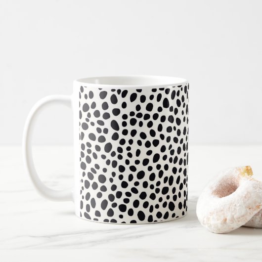 Zwart-wit Dalmatische hond Abstract patroon Koffiemok (Met donut)