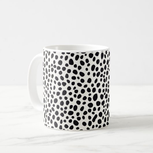 Zwart-wit Dalmatische hond Abstract patroon Koffiemok (Voorkant links)