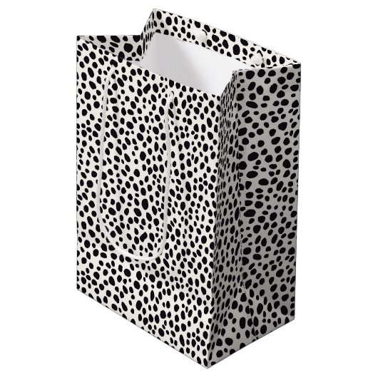 Zwart-wit Dalmatische hond Abstract patroon Medium Cadeauzakje (Voorkant Gekanteld)