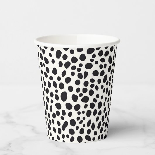 Zwart-wit Dalmatische hond Abstract patroon Papieren Bekers (Links)