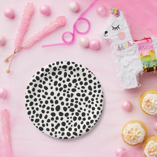 Zwart-wit Dalmatische hond Abstract patroon Papieren Bordje (Feest)