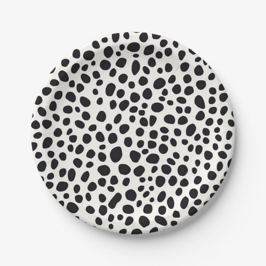 Zwart-wit Dalmatische hond Abstract patroon Papieren Bordje (Voorkant)