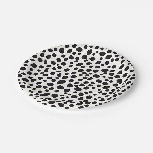 Zwart-wit Dalmatische hond Abstract patroon Papieren Bordje (Gekanteld)