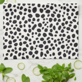 Zwart-wit Dalmatische hond Abstract patroon Theedoek (Gevouwen)