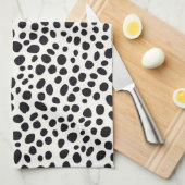 Zwart-wit Dalmatische hond Abstract patroon Theedoek (Quarter Fold)