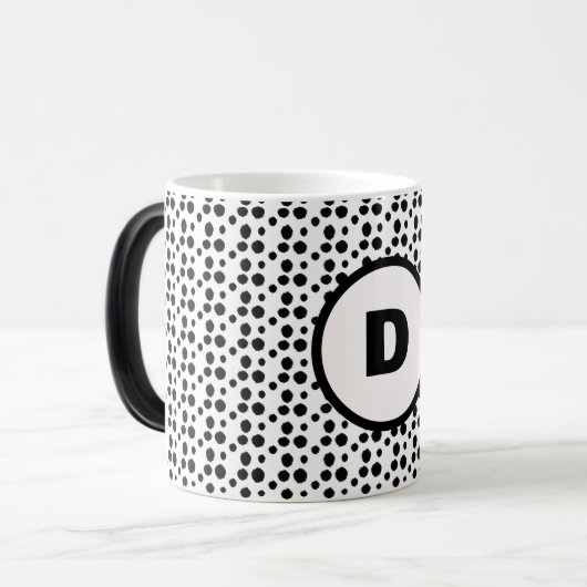 Zwart-wit Dalmatische Leuke stippen Monogram Magische Mok (Voorkant links)