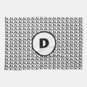 Zwart-wit Dalmatische Leuke stippen Monogram Theedoek (Horizontaal)