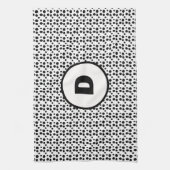 Zwart-wit Dalmatische Leuke stippen Monogram Theedoek (Verticaal)