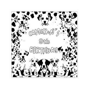 Zwart-wit Dalmatische puppy verjaardagsfeestje Zelfinktende Stempel