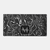 Zwart wit damascus abstract maatwerk monogram bureaumat (Voorkant)