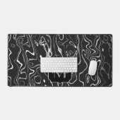 Zwart wit damascus abstract maatwerk monogram bureaumat (Keyboard & Muis)
