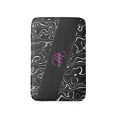 Zwart wit damascus abstract patroon Monogram Badmat (Voorkant Verticaal)