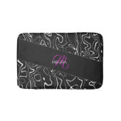 Zwart wit damascus abstract patroon Monogram Badmat (Voorkant)