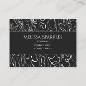 Zwart wit damascus abstract patroon Monogram Visitekaartje (Achterkant)