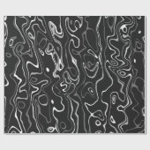 Zwart wit damascus abstract zwemt koel patroon cadeaupapier (Vlak)