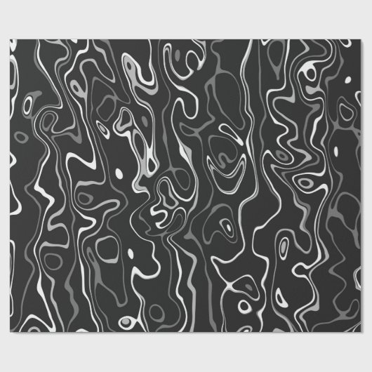 Zwart wit damascus abstract zwemt koel patroon cadeaupapier (Vlak)
