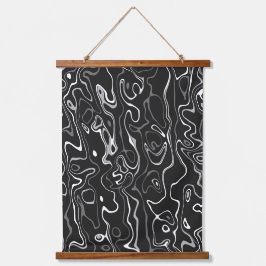 Zwart wit damascus abstract zwemt koel patroon hangend wandkleed (Voorkant)