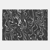 Zwart wit damascus abstract zwemt koel patroon inpakpapier vel (Voorkant 2)