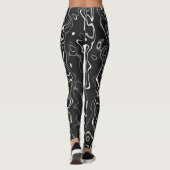 Zwart wit damascus abstract zwemt koel patroon leggings (Achterkant)