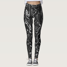 Zwart wit damascus abstract zwemt koel patroon leggings