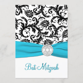 Zwart, wit Damascus met Aqua PRINTED RIBBON Kaart