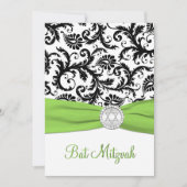 Zwart, wit Damascus met Limoen-DRUKTE RIBBON Kaart (Voorkant)