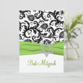 Zwart-wit Damascus met Limoen Faux-lint Kaart (Staand voorkant)