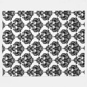Zwart-wit Damascus - modern elegant patroon Fleece Deken (Voorkant (Horizontaal))