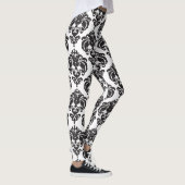 Zwart-wit Damascus - modern elegant patroon Leggings (Rechts)