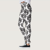 Zwart-wit Damascus - modern elegant patroon Leggings (Links)