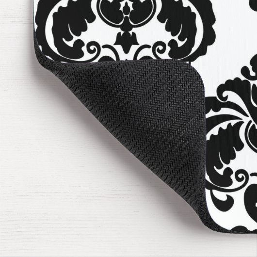 Zwart-wit Damascus - modern elegant patroon Muismat (Hoek)