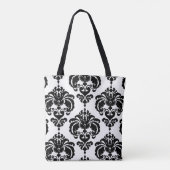 Zwart-wit Damascus - modern elegant patroon Tote Bag (Achterkant)