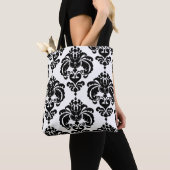 Zwart-wit Damascus - modern elegant patroon Tote Bag (Dichtbij)