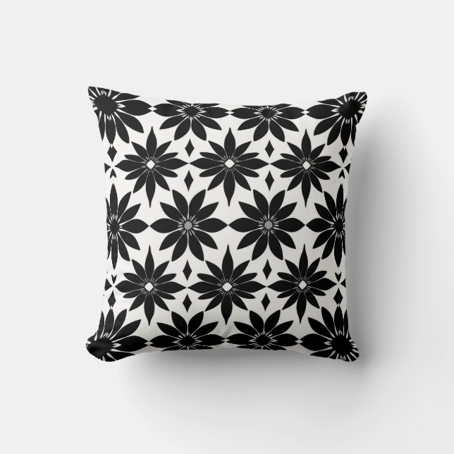 Zwart-wit Damascus patroon Kussen (Voorkant)