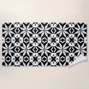 Zwart-wit Damascus patroon Strandlaken