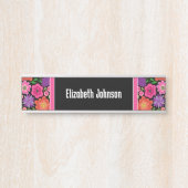 Zwart-wit Damaserpatroon met scriptnaam Deurbordje (Voorkant)