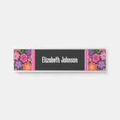 Zwart-wit Damaserpatroon met scriptnaam Deurbordje (Voorkant)