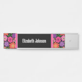 Zwart-wit Damaserpatroon met scriptnaam Deurbordje (Voorkant)