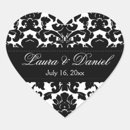 Zwart-wit Damask 1,5" Bruiloft Sticker