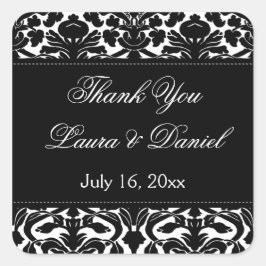 Zwart-wit Damask 1,5" Dank u Sticker