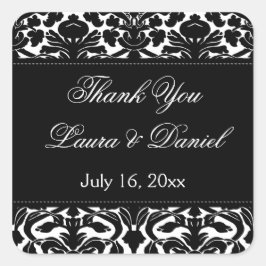 Zwart-wit Damask 1,5" Dank u Sticker