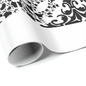  Zwart Wit Damask #2 Cadeaupapier (Rol Hoek)