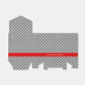  zwart-wit Damask #3 Rode naam Monogram Bedankdoosjes (Uitgevouwen)