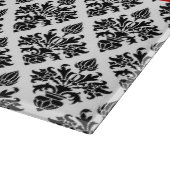 zwart-wit Damask #3 Rode naam Monogram Snijplank (Hoek)