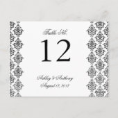 Zwart Wit Damask Arabesque Tafelnummer Kaart (Achterkant)