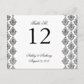 Zwart Wit Damask Arabesque Tafelnummer Kaart (Voorkant)