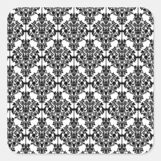 Zwart-wit Damask Art Print Vierkante Sticker