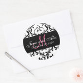 Zwart Wit Damask Bewaar de datum Sticker (Envelop)